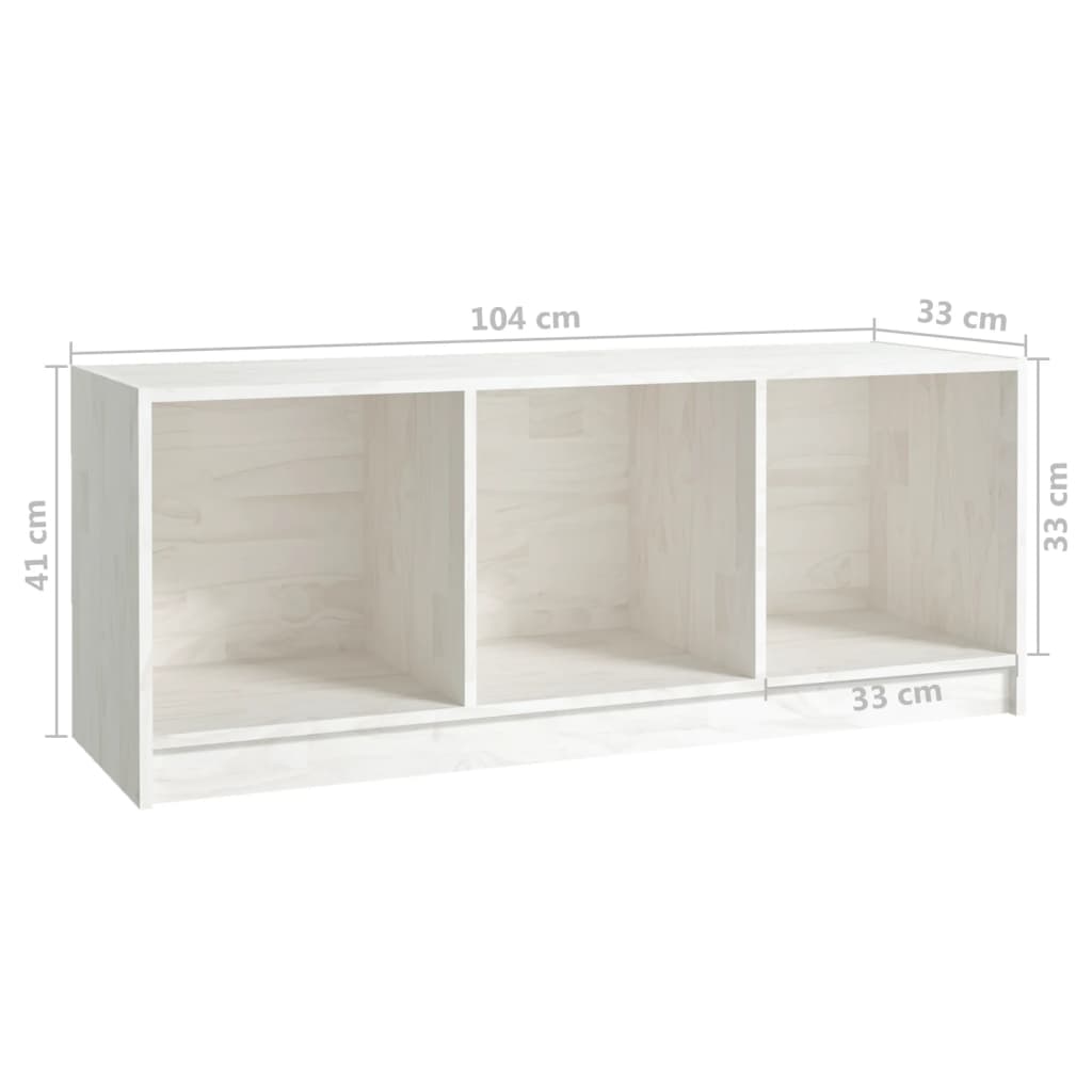 Meuble TV blanc 104x33x41 cm en bois de pin massif