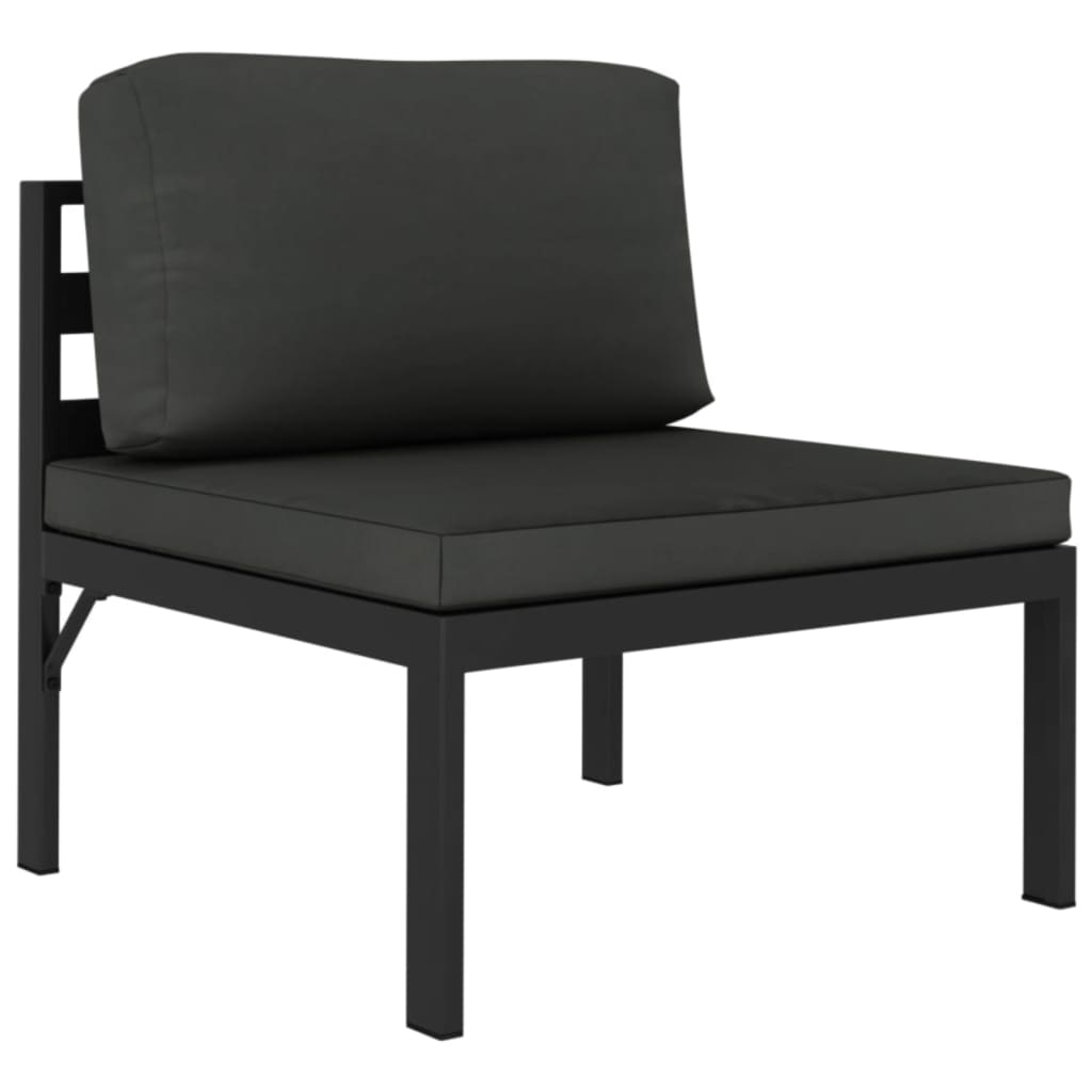 3-tlg. Garten-Sofagarnitur mit Kissen Aluminium Anthrazit