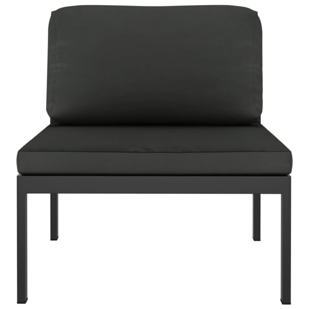 3-tlg. Garten-Sofagarnitur mit Kissen Aluminium Anthrazit