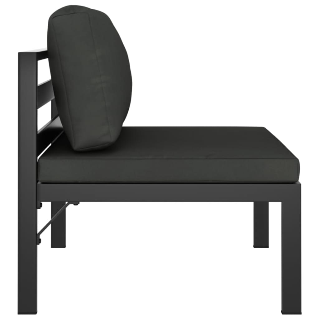 3-tlg. Garten-Sofagarnitur mit Kissen Aluminium Anthrazit