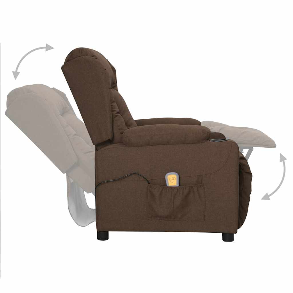 Massagesessel mit Aufstehhilfe Braun Stoff