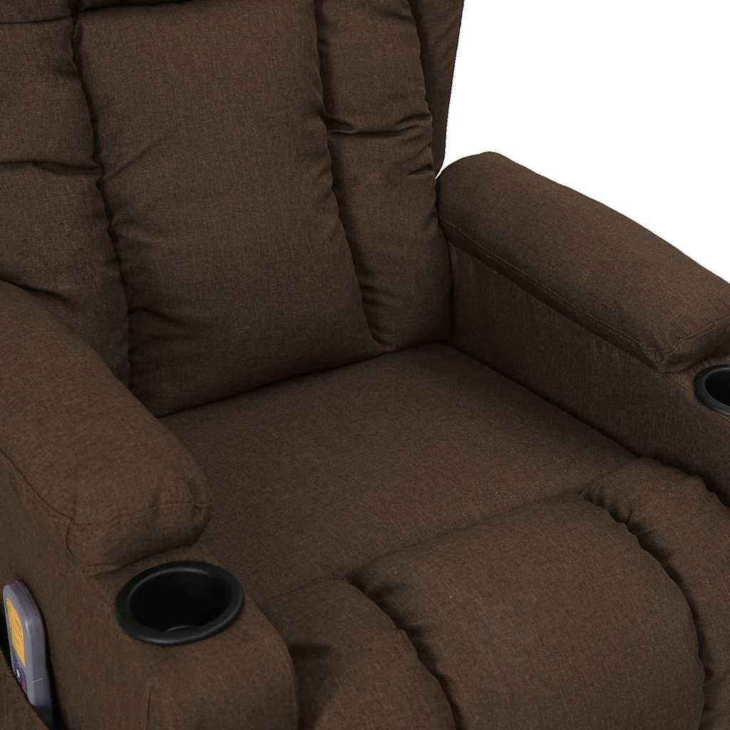 Massagesessel mit Aufstehhilfe Braun Stoff