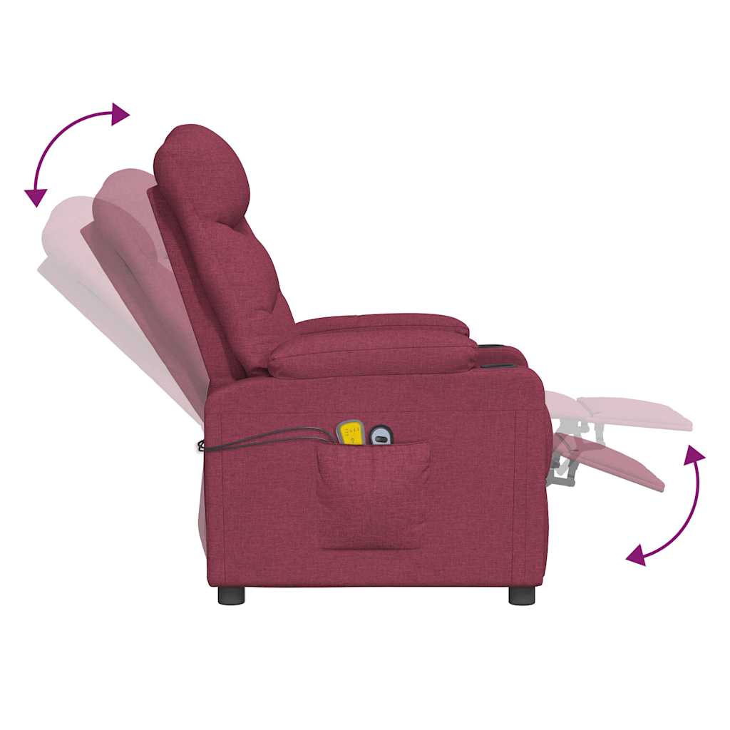 Massagesessel mit Aufstehhilfe Weinrot Stoff