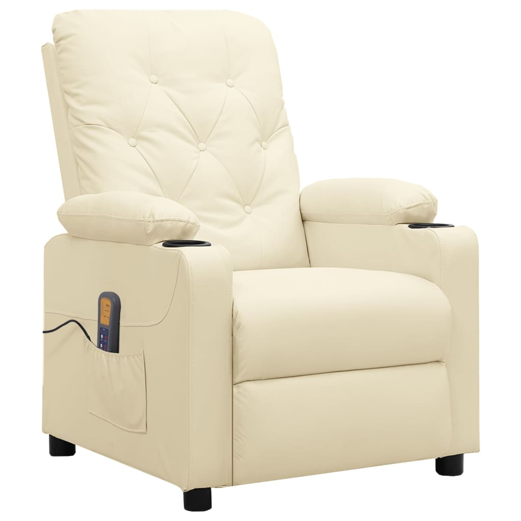 Massagesessel mit Aufstehhilfe Creme Kunstleder