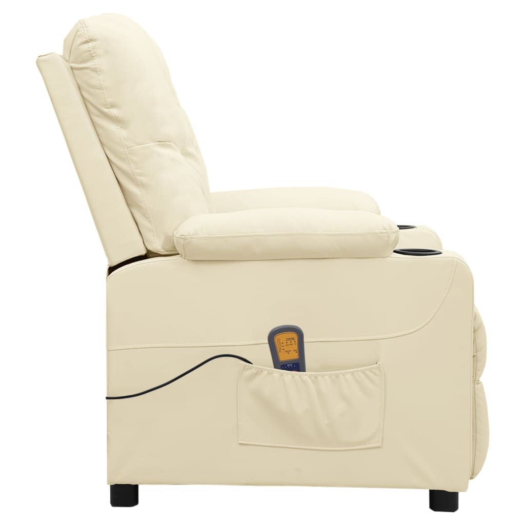 Massagesessel mit Aufstehhilfe Creme Kunstleder