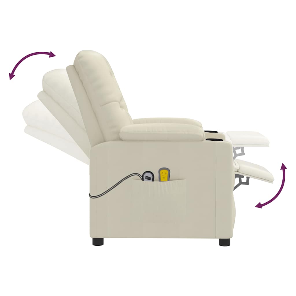 Massagesessel mit Aufstehhilfe Creme Kunstleder