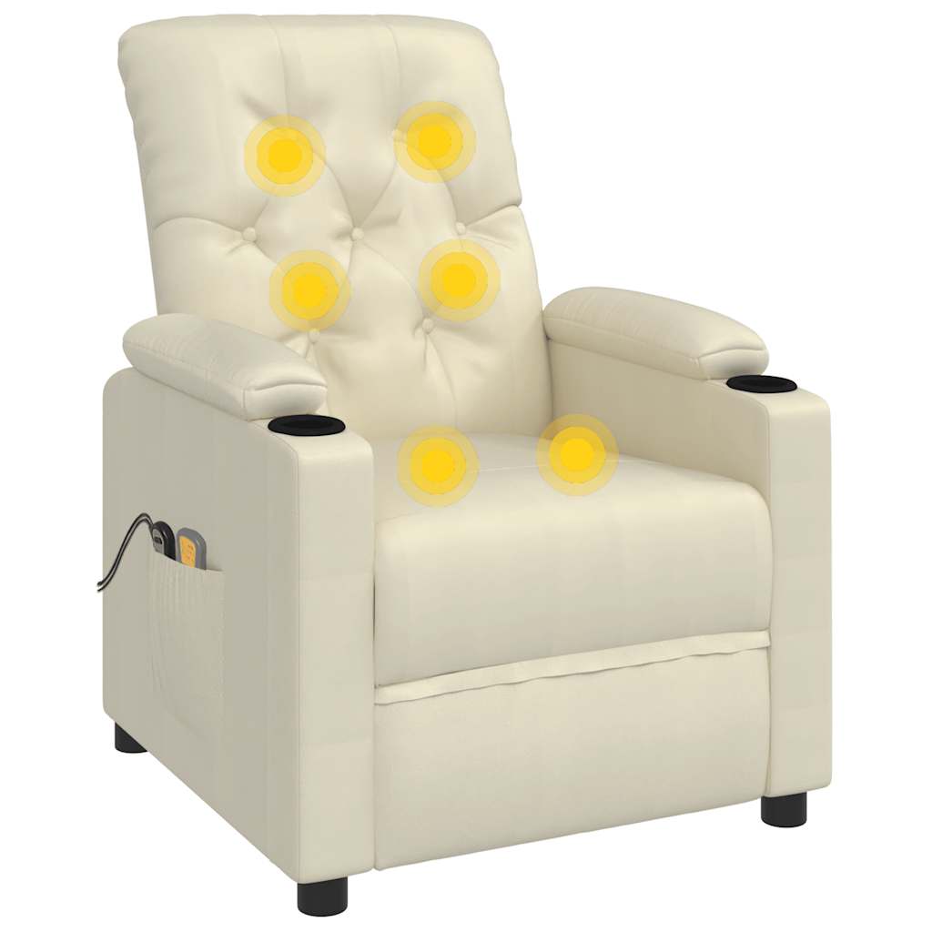 Massagesessel mit Aufstehhilfe Creme Kunstleder
