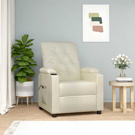 Massagesessel mit Aufstehhilfe Creme Kunstleder