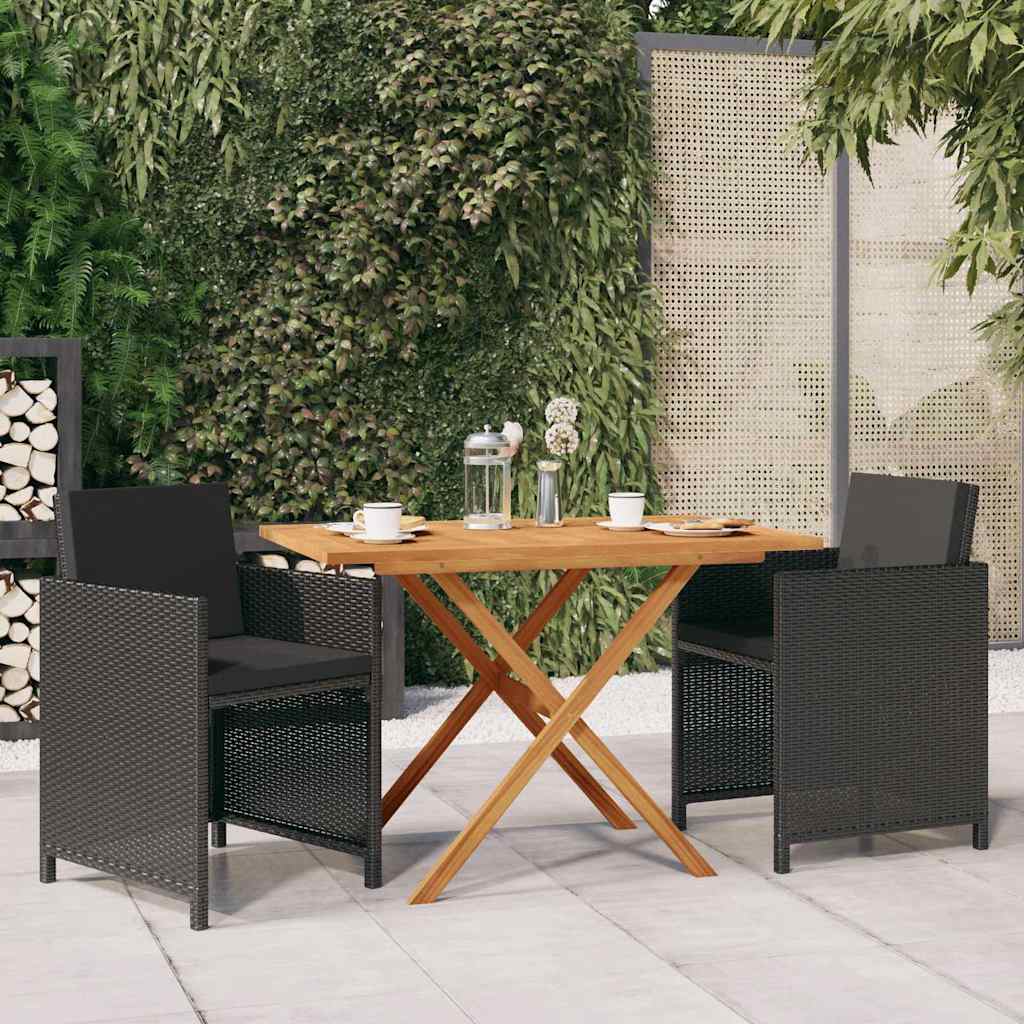 3-tlg. Garten-Essgruppe mit Kissen Schwarz