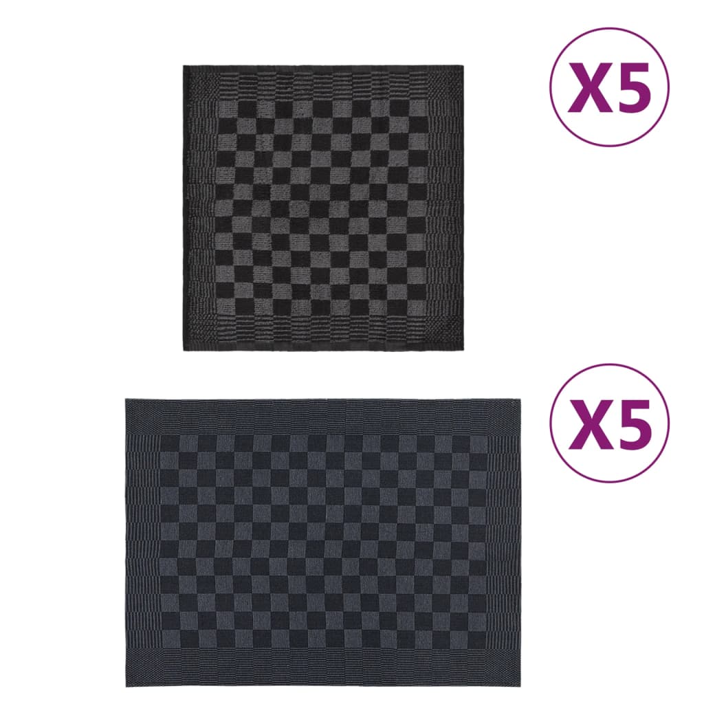 10-tlg. Handtuch-Set Schwarz und Grau Baumwolle