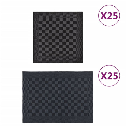 Ensemble de serviettes 50 pièces en coton noir et gris