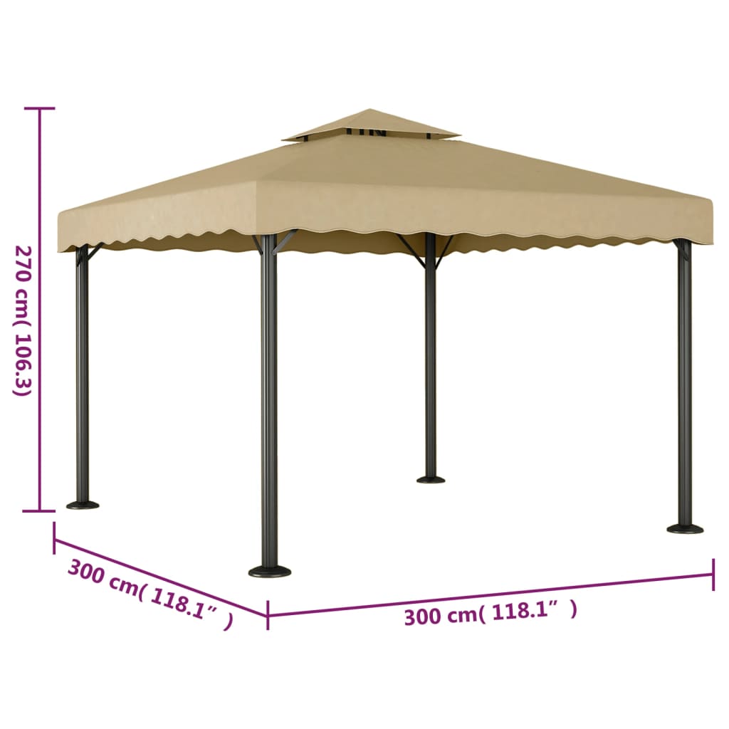 Pavillon Taupe 3x3 m Aluminium und Stahl