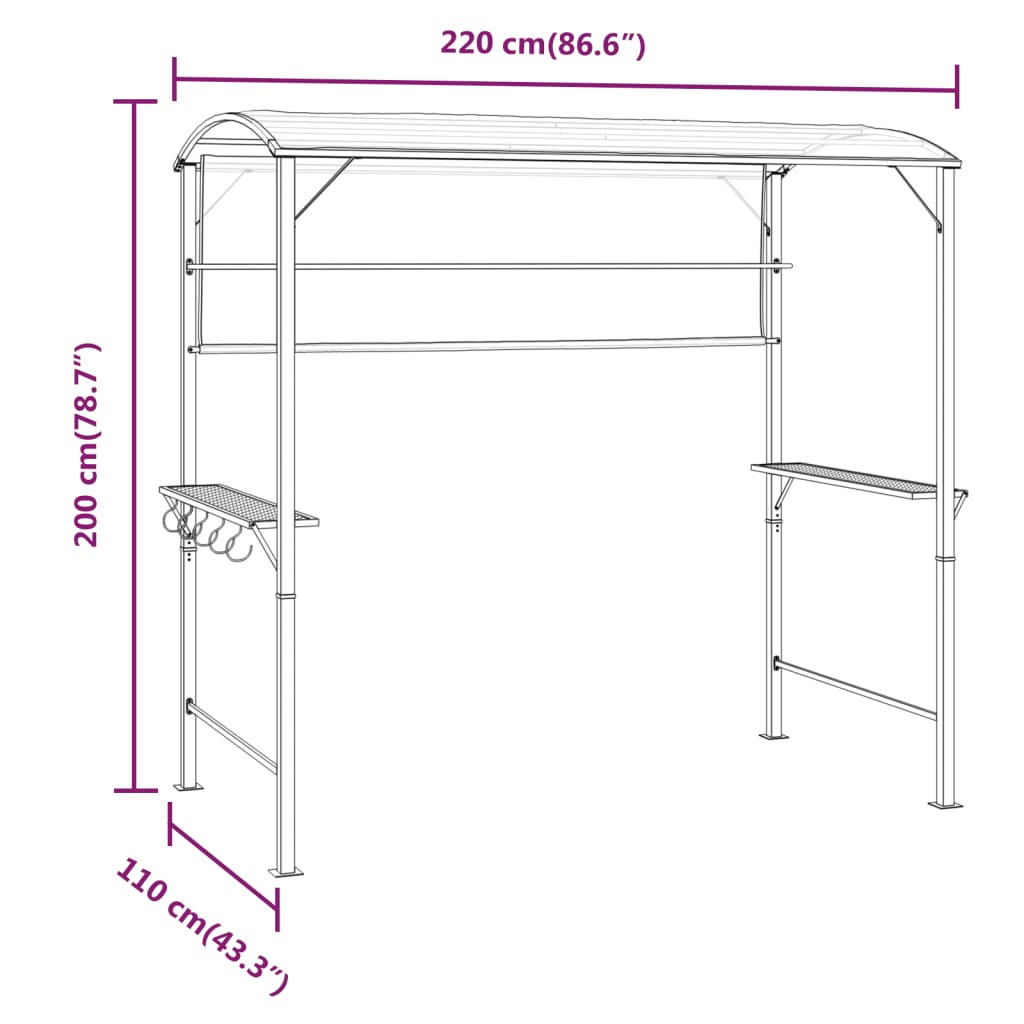 Pavillon mit Dach 220x110x200 cm Anthrazit