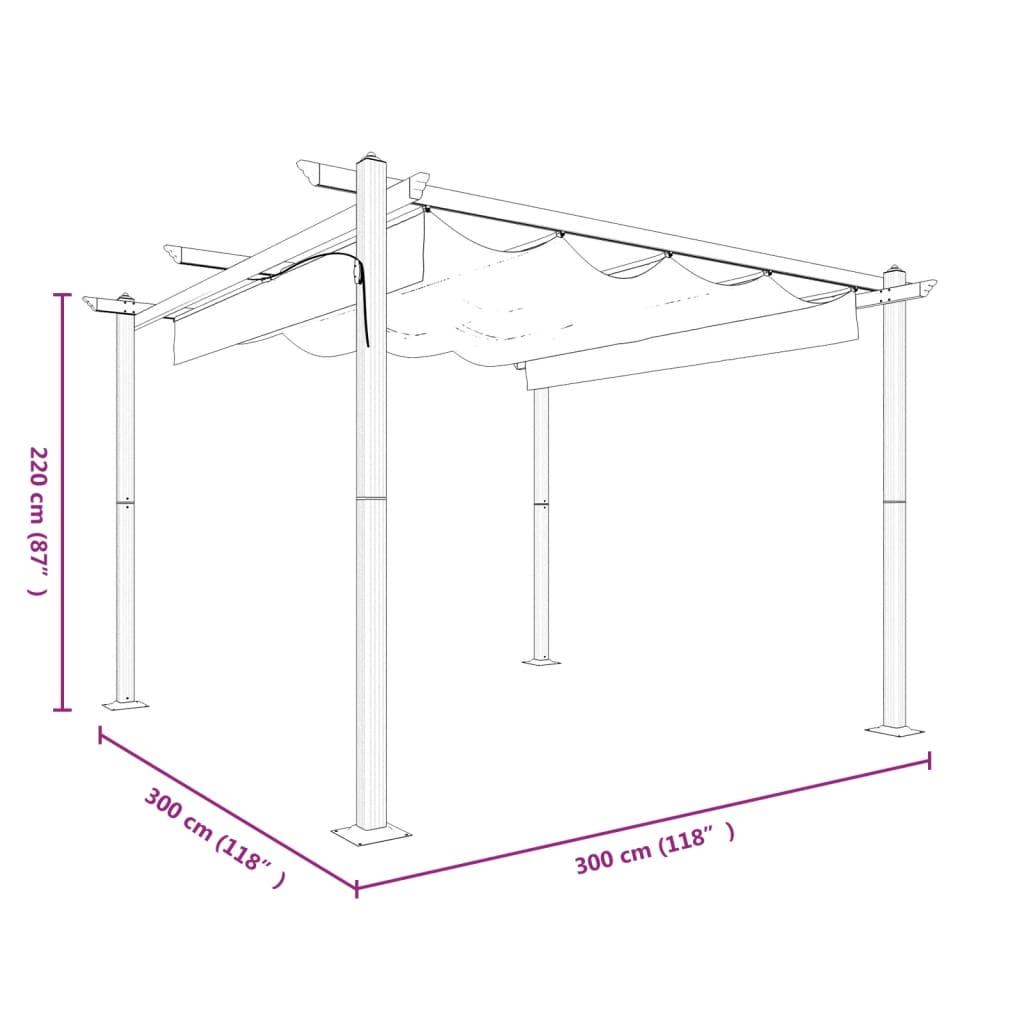 Pavillon mit Ausziehbarem Dach 3x3 m Anthrazit