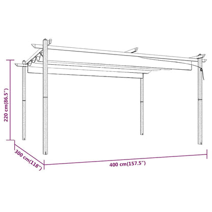 Pavillon mit Ausziehbarem Dach 4x3 m Creme