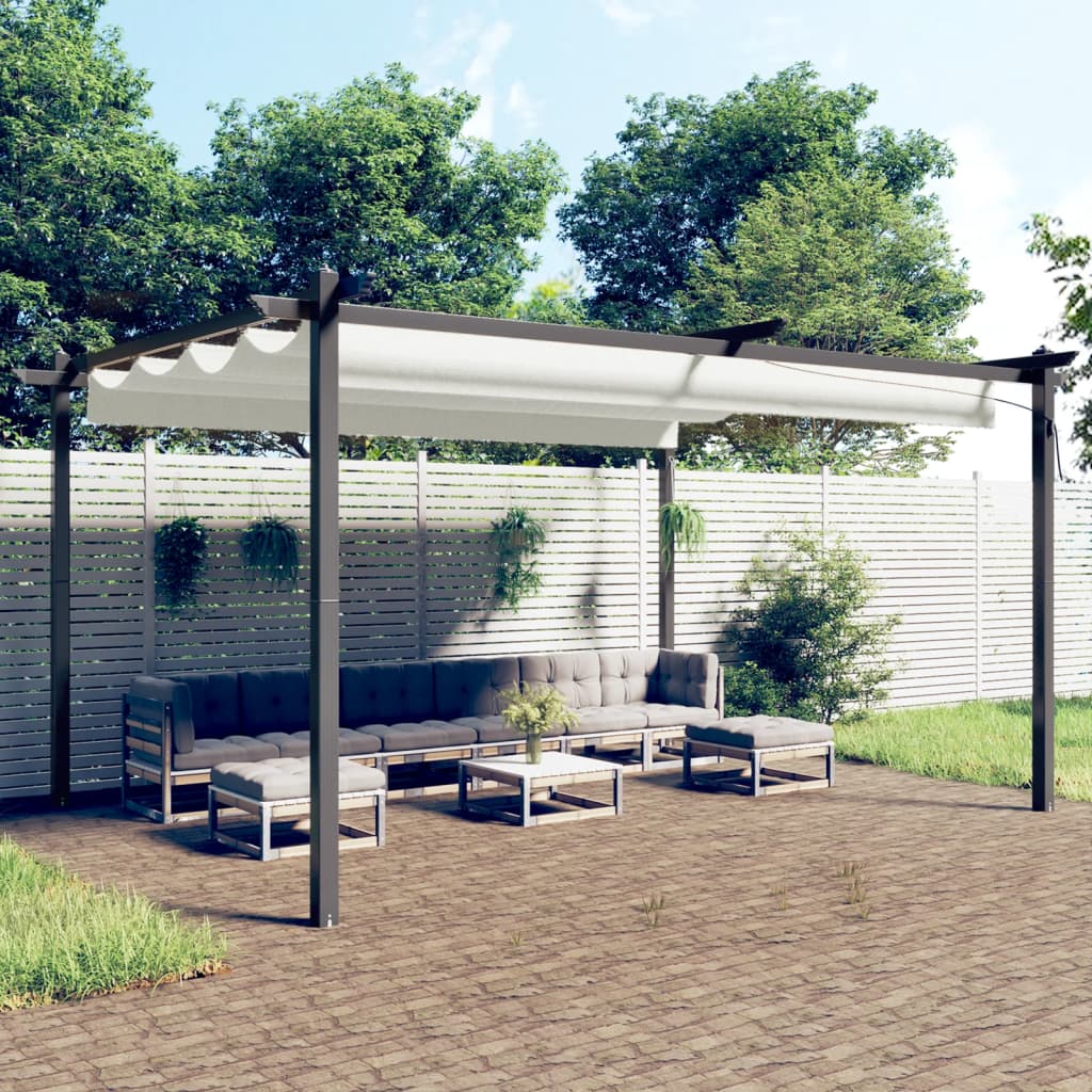 Pavillon avec toit extensible 4x3 m crème