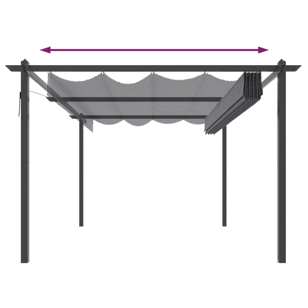 Pavillon avec toit extensible 4x3 m anthracite