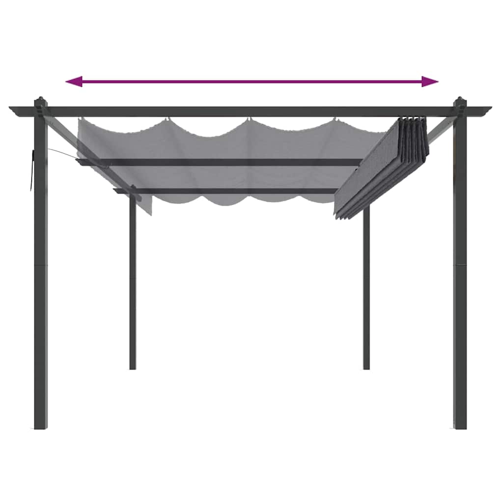 Pavillon mit Ausziehbarem Dach 4x3 m Anthrazit