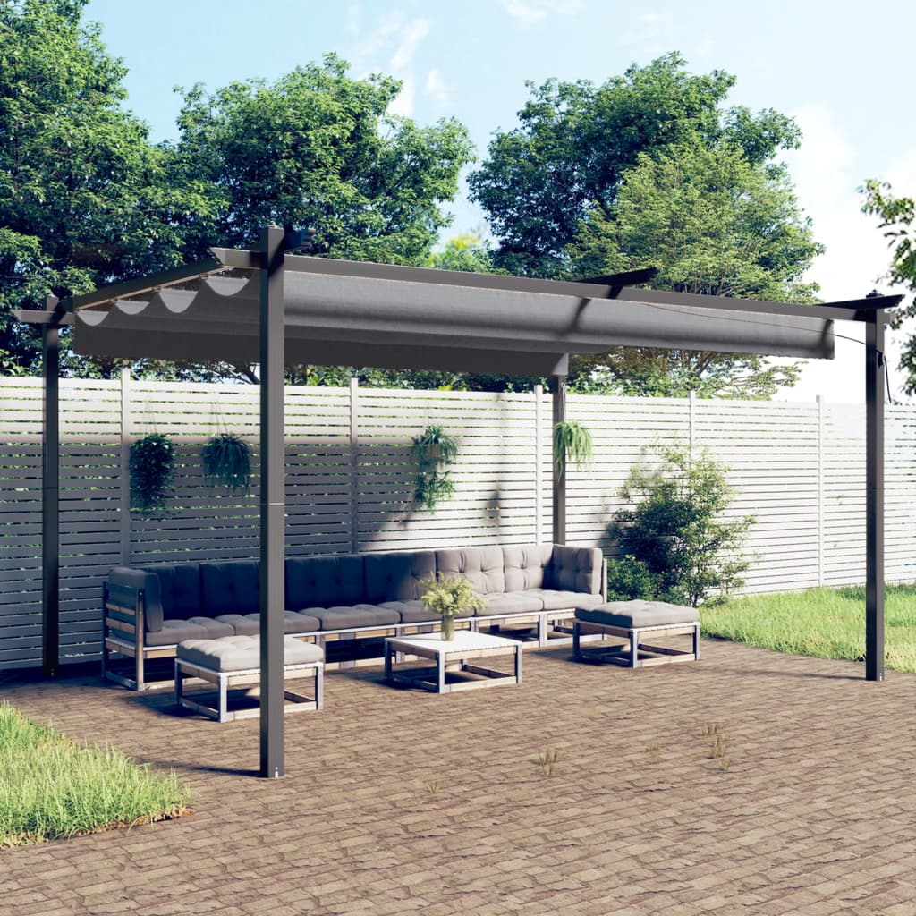 Pavillon avec toit extensible 4x3 m anthracite