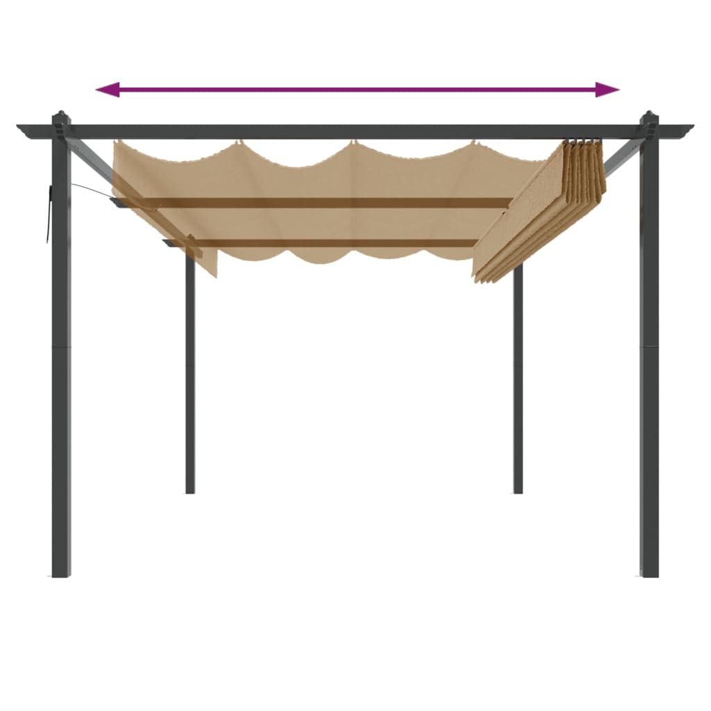 Pavillon avec toit extensible 4x3 m Taupe