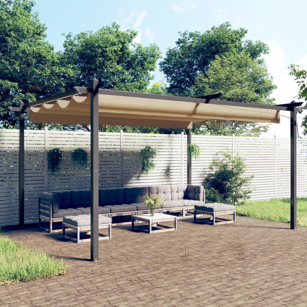 Pavillon avec toit extensible 4x3 m Taupe