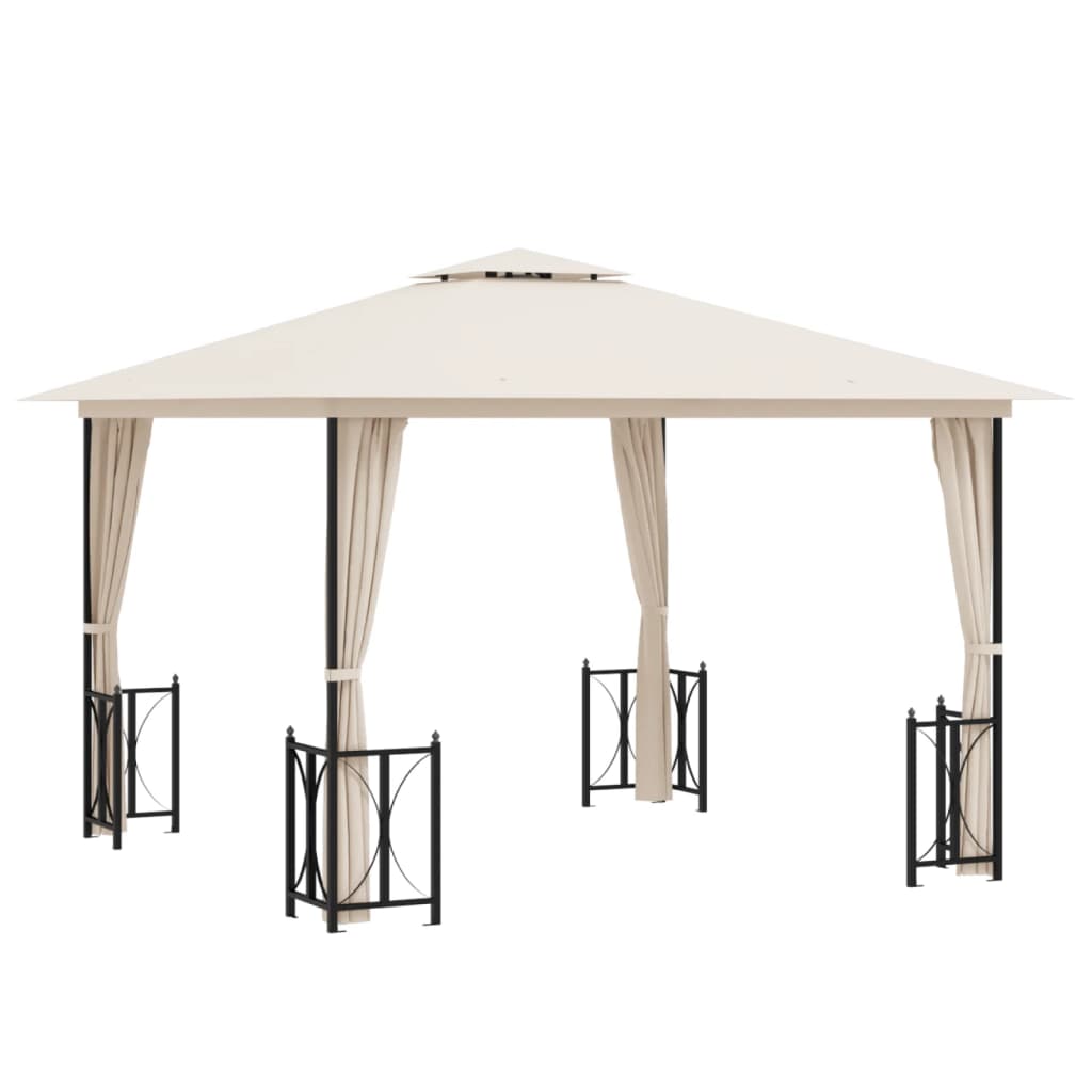 Pavillon mit Seitenwänden & Doppeldach 3x3 m Creme