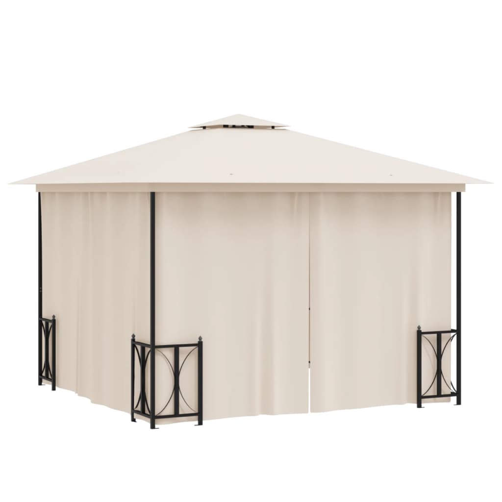 Pavillon mit Seitenwänden & Doppeldach 3x3 m Creme