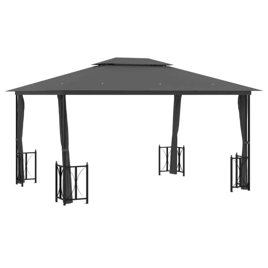 Pavillon mit Seitenwänden & Doppeldach 3x4 m Anthrazit