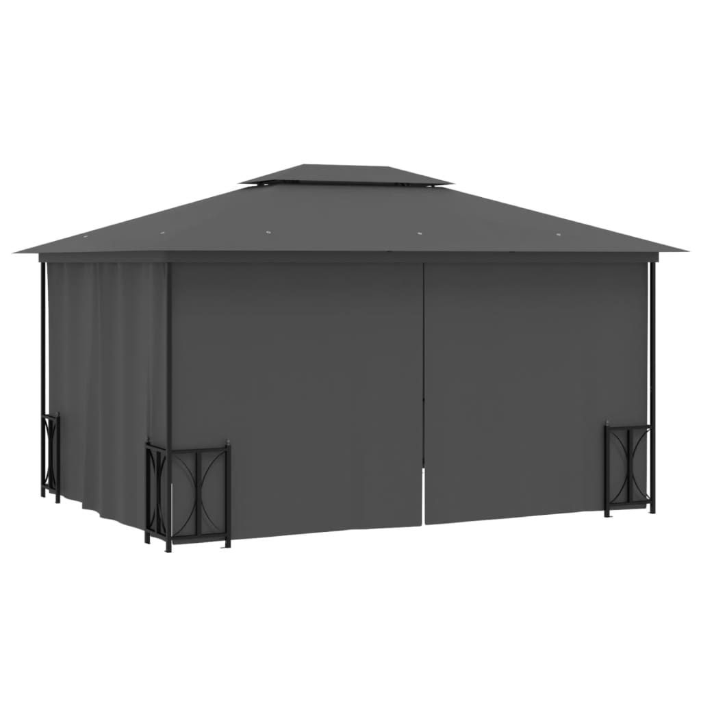 Pavillon mit Seitenwänden & Doppeldach 3x4 m Anthrazit