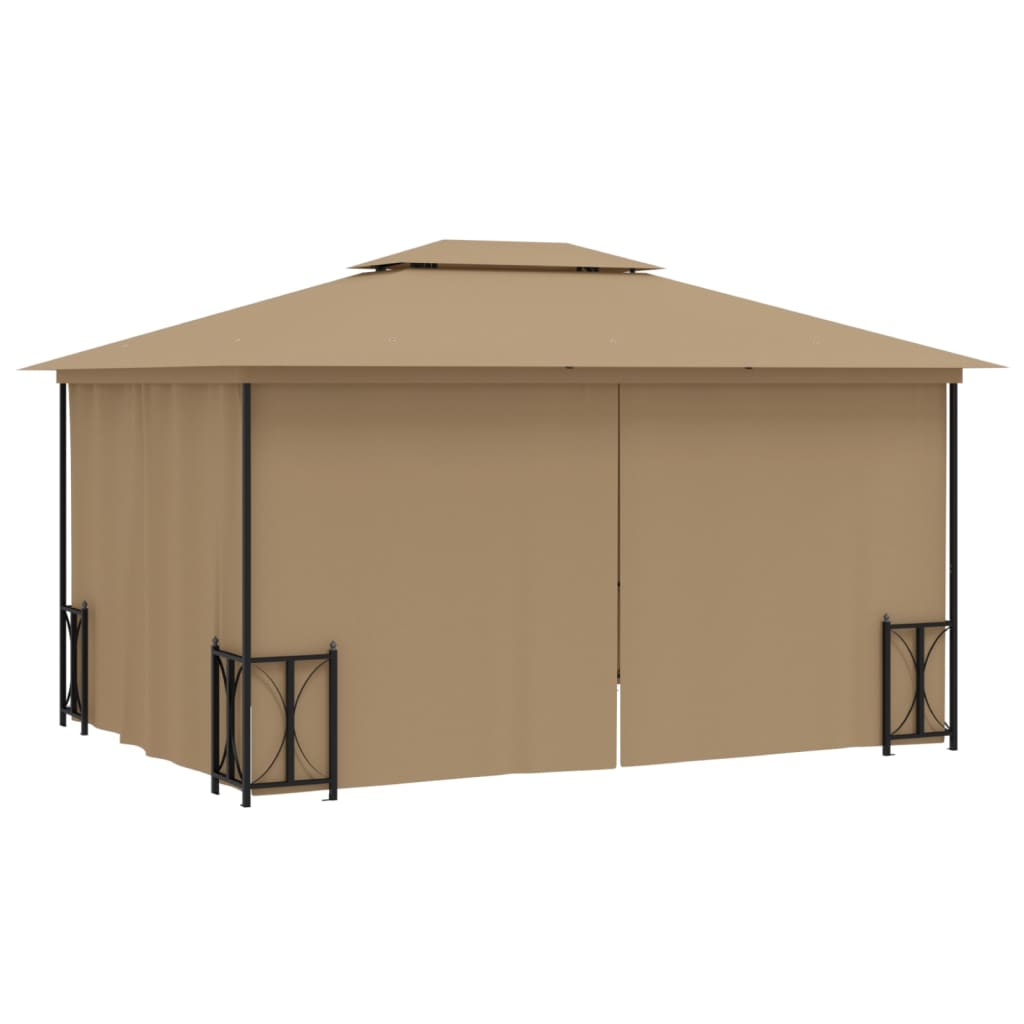 Pavillon mit Seitenwänden & Doppeldach 3x4 m Taupe