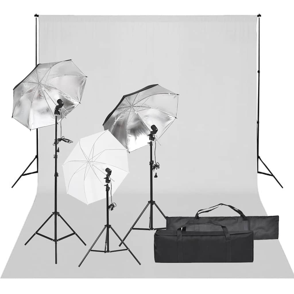 Fotostudio-Set mit Beleuchtung und Hintergrund