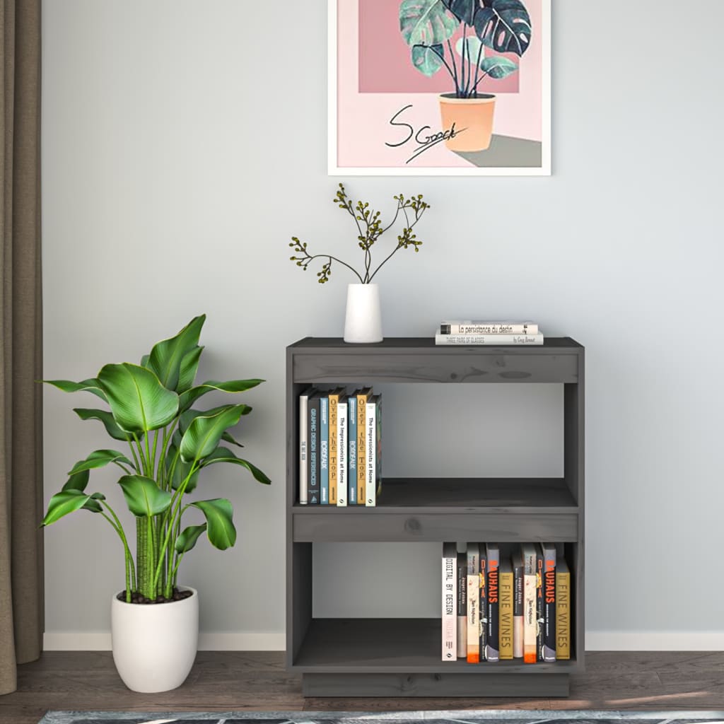 Bookcase Grey 60x35x71 cm Solid Pine