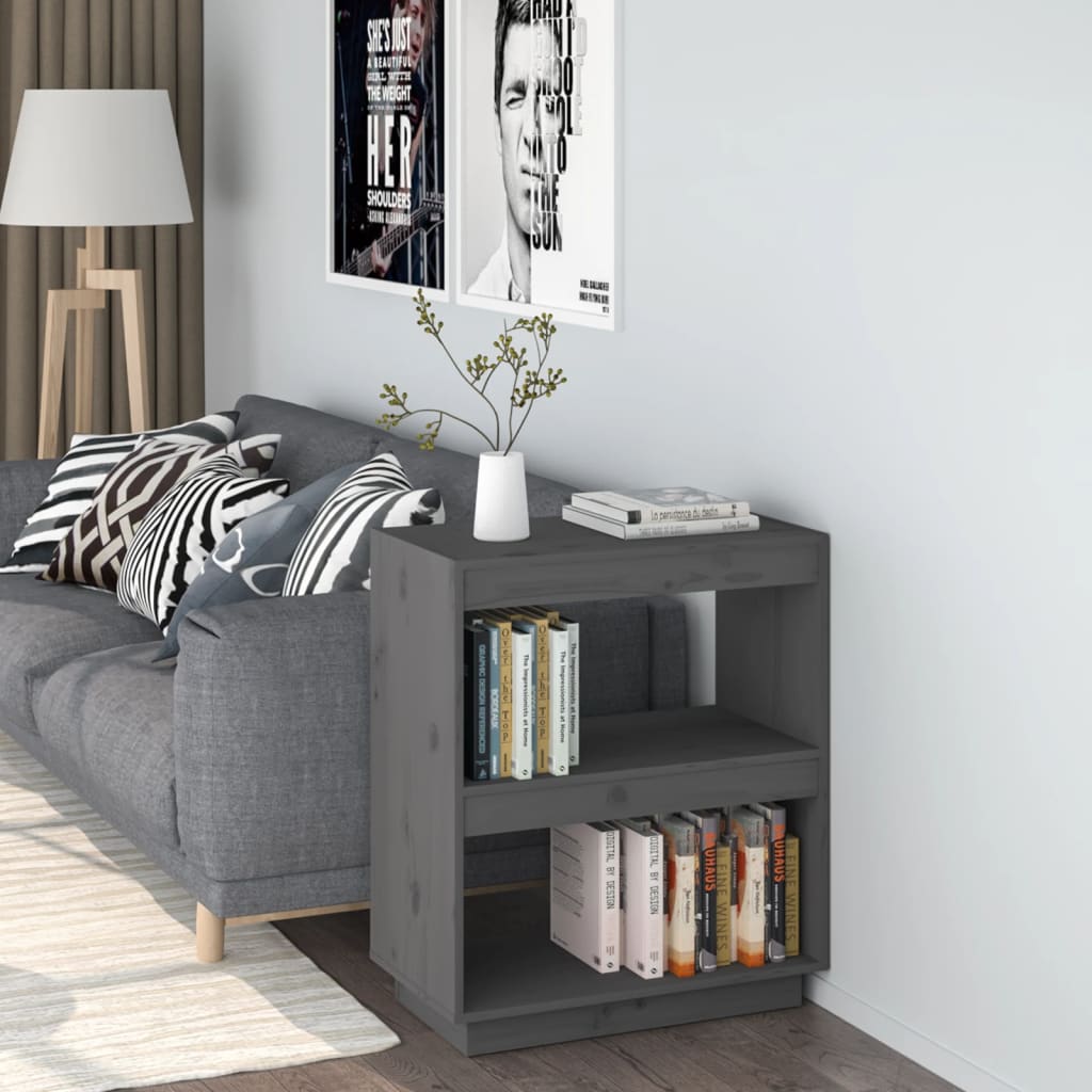 Bookcase Grey 60x35x71 cm Solid Pine