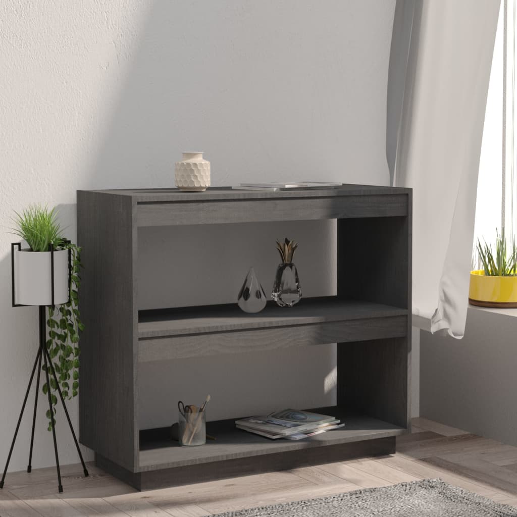 Bookcase Grey 80x35x71 cm Solid Pine