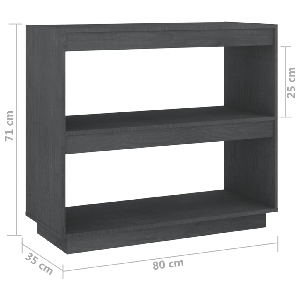 Bookcase Grey 80x35x71 cm Solid Pine