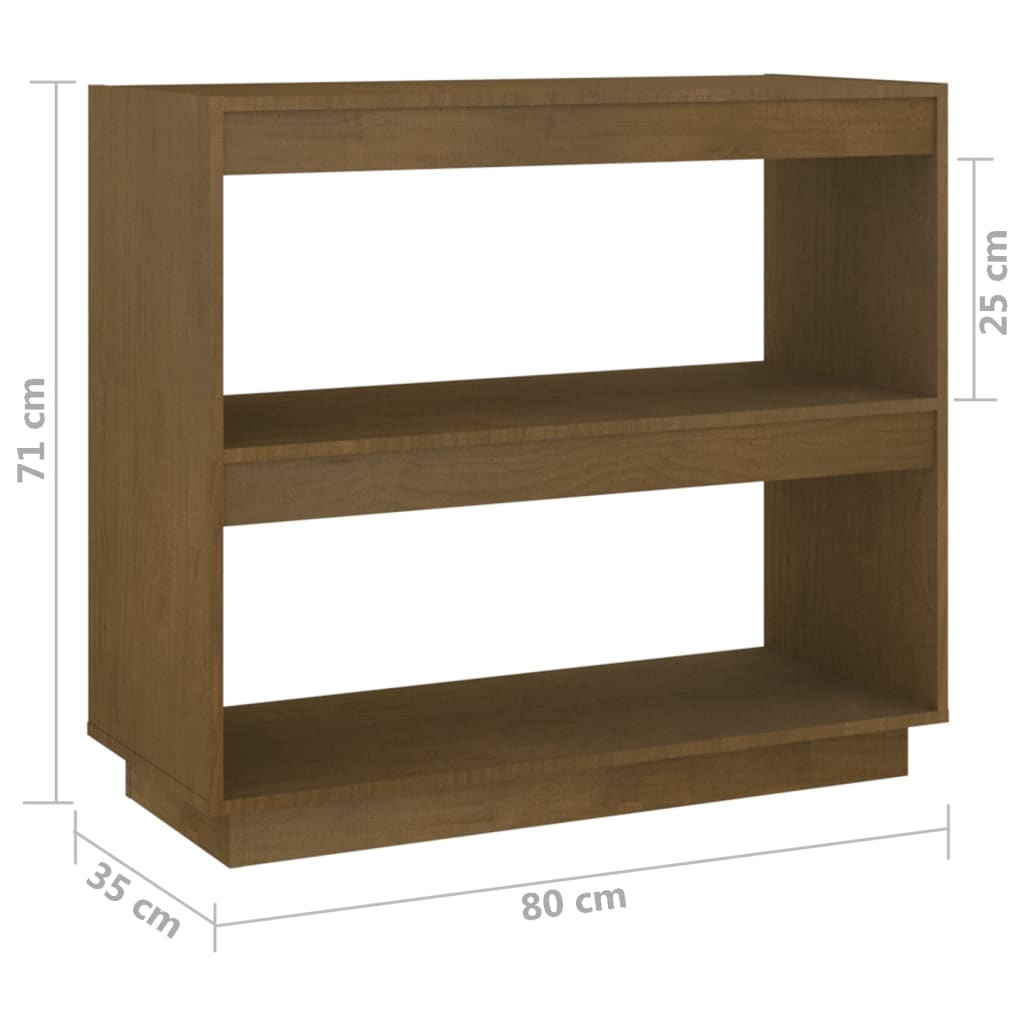 Bookshelf Honey Brown 80x35x71 cm Solid Pine Wood
