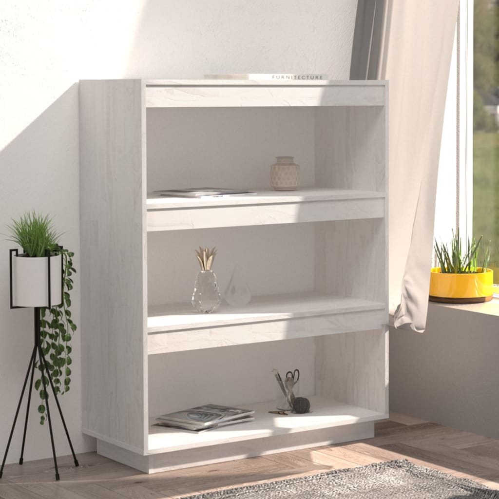 Bookcase/Room Divider White 80x35x103 cm Solid Pine