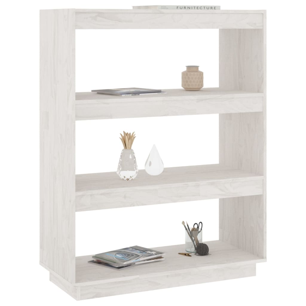 Bookcase/Room Divider White 80x35x103 cm Solid Pine