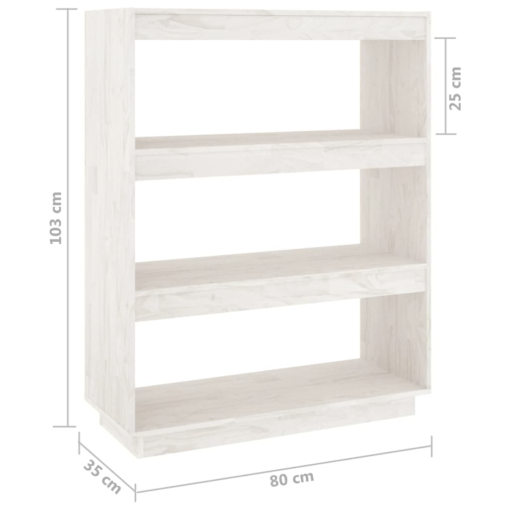 Bookcase/Room Divider White 80x35x103 cm Solid Pine