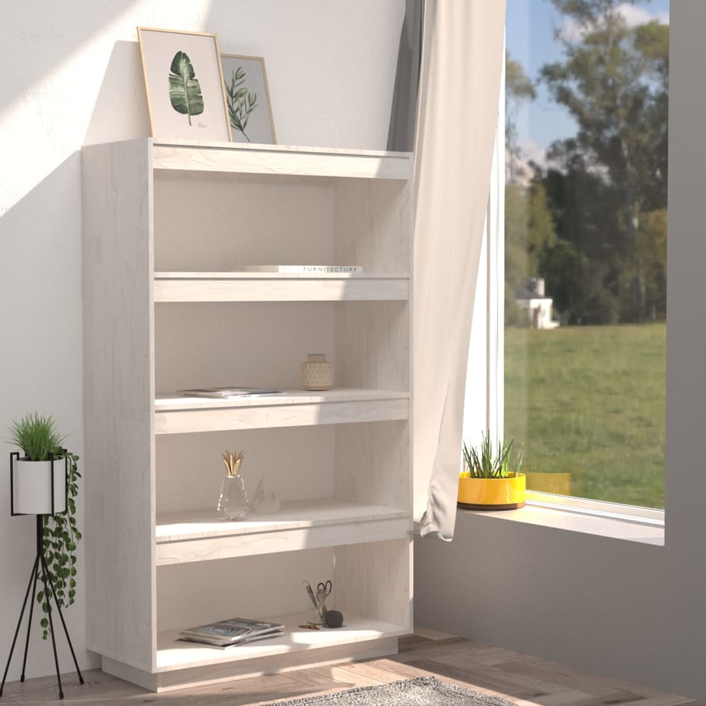 Bookcase/Room Divider White 80x35x135 cm Solid Pine