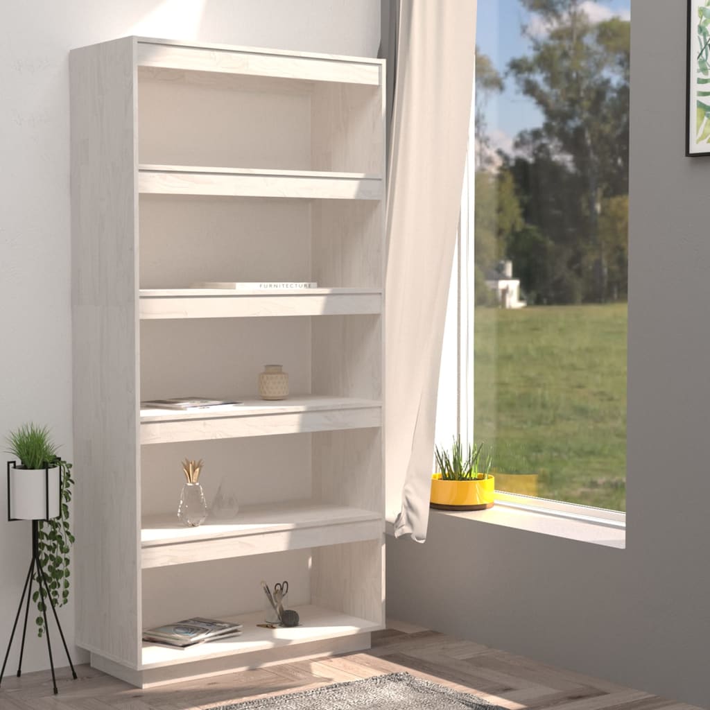 Bookcase/Room Divider White 80x35x167 cm Solid Pine