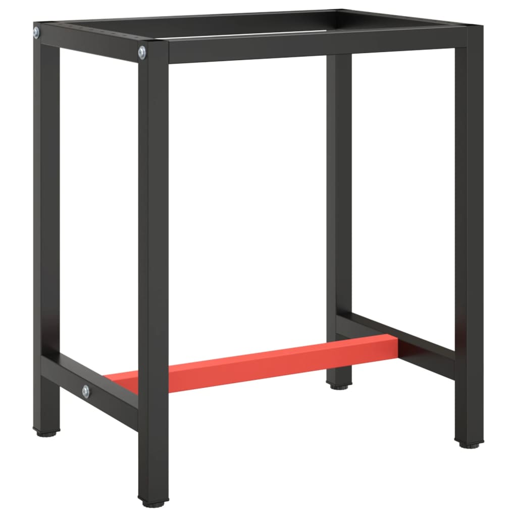 Werkbankgestell Mattschwarz und Mattrot 70x50x79 cm Metall
