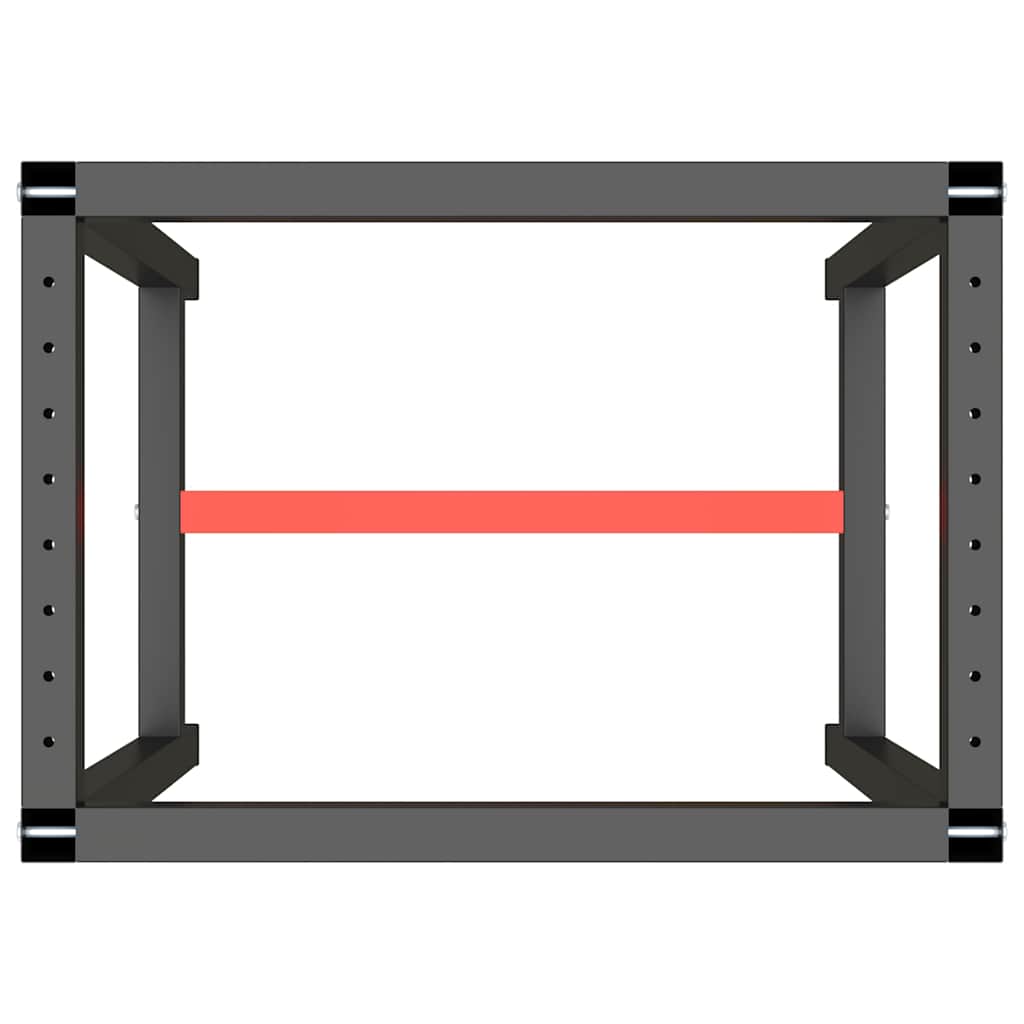 Werkbankgestell Mattschwarz und Mattrot 70x50x79 cm Metall
