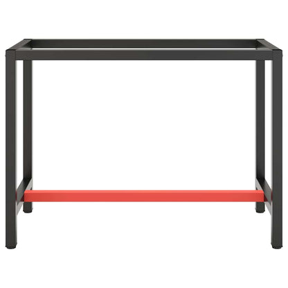 Werkbankgestell Mattschwarz und Mattrot 110x50x79 cm Metall