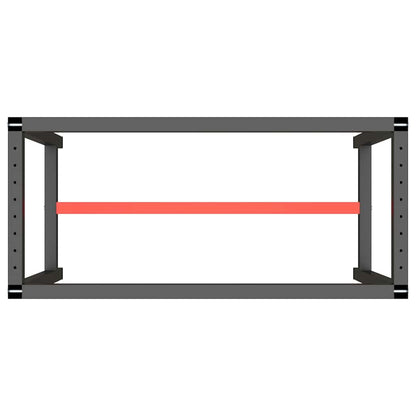 Werkbankgestell Mattschwarz und Mattrot 110x50x79 cm Metall