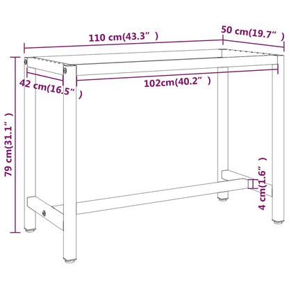 Werkbankgestell Mattschwarz und Mattrot 110x50x79 cm Metall