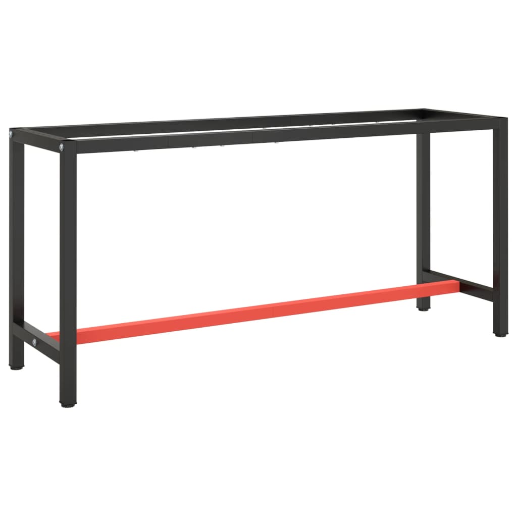 Werkbankgestell Mattschwarz und Mattrot 170x50x79 cm Metall