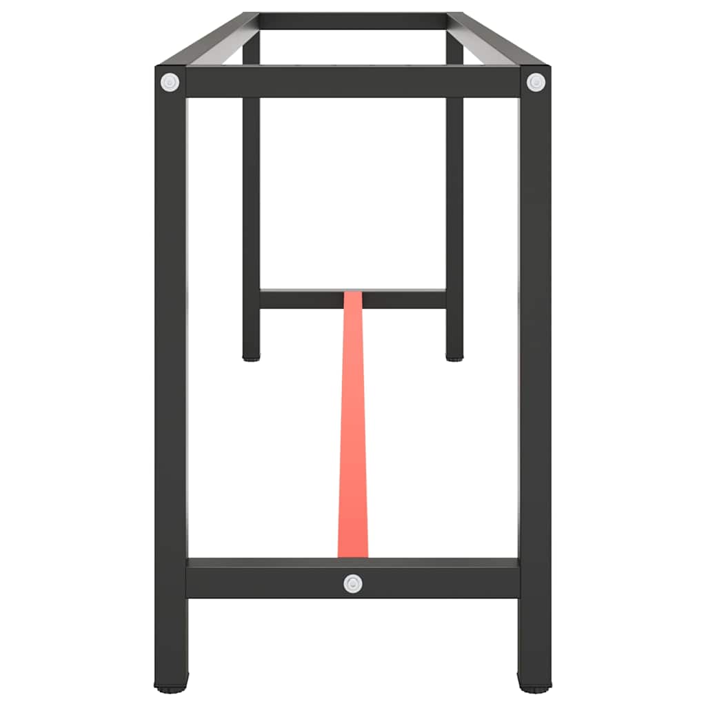 Werkbankgestell Mattschwarz und Mattrot 190x50x79 cm Metall