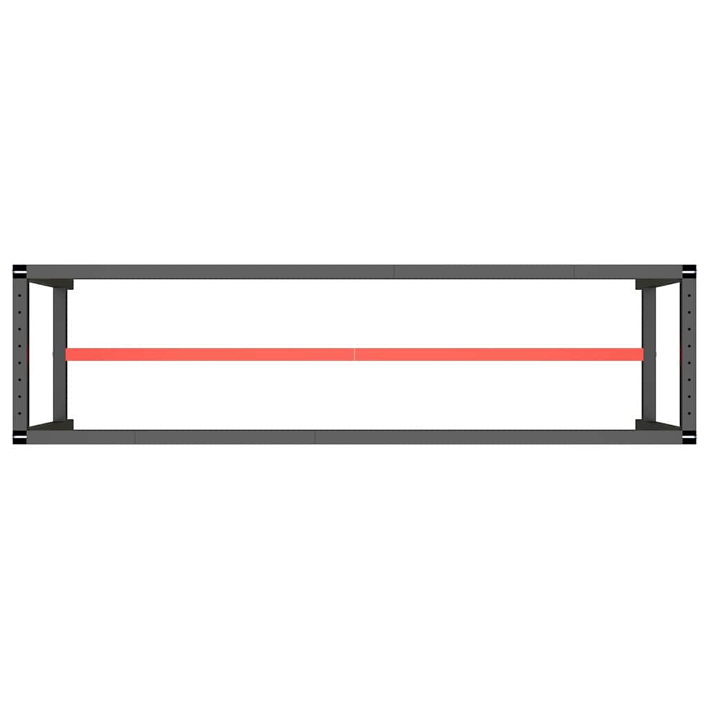 Werkbankgestell Mattschwarz und Mattrot 190x50x79 cm Metall