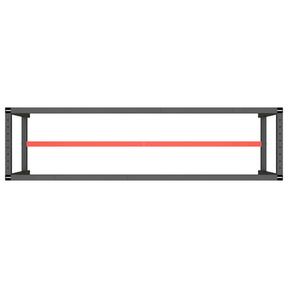 Werkbankgestell Mattschwarz und Mattrot 190x50x79 cm Metall